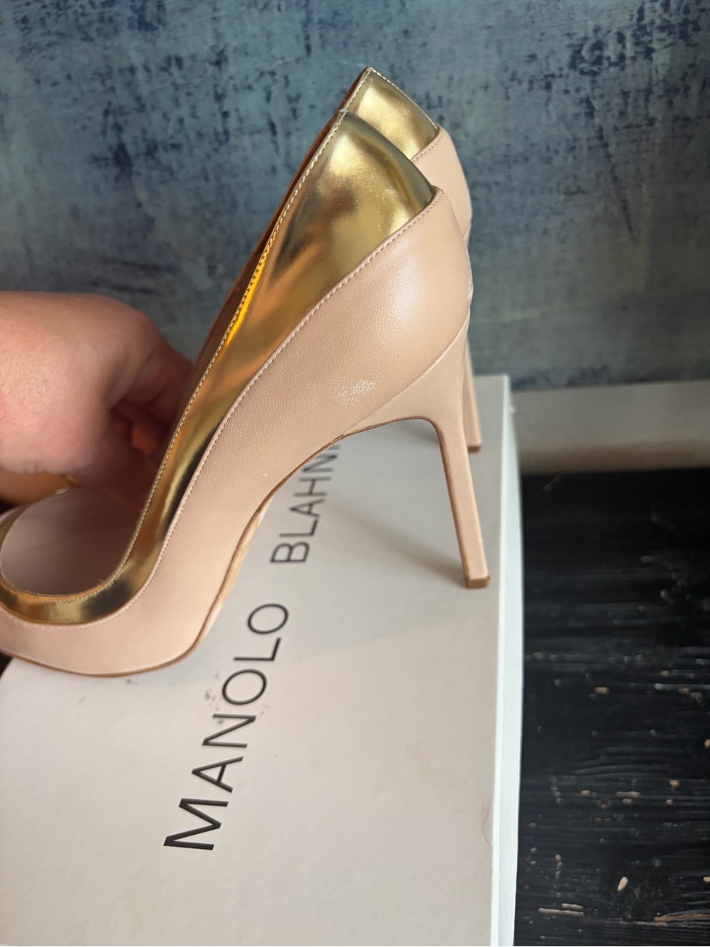 Manolo Blahnik Nude & Gold Pumps β Size 10 - Picture 8 of 16